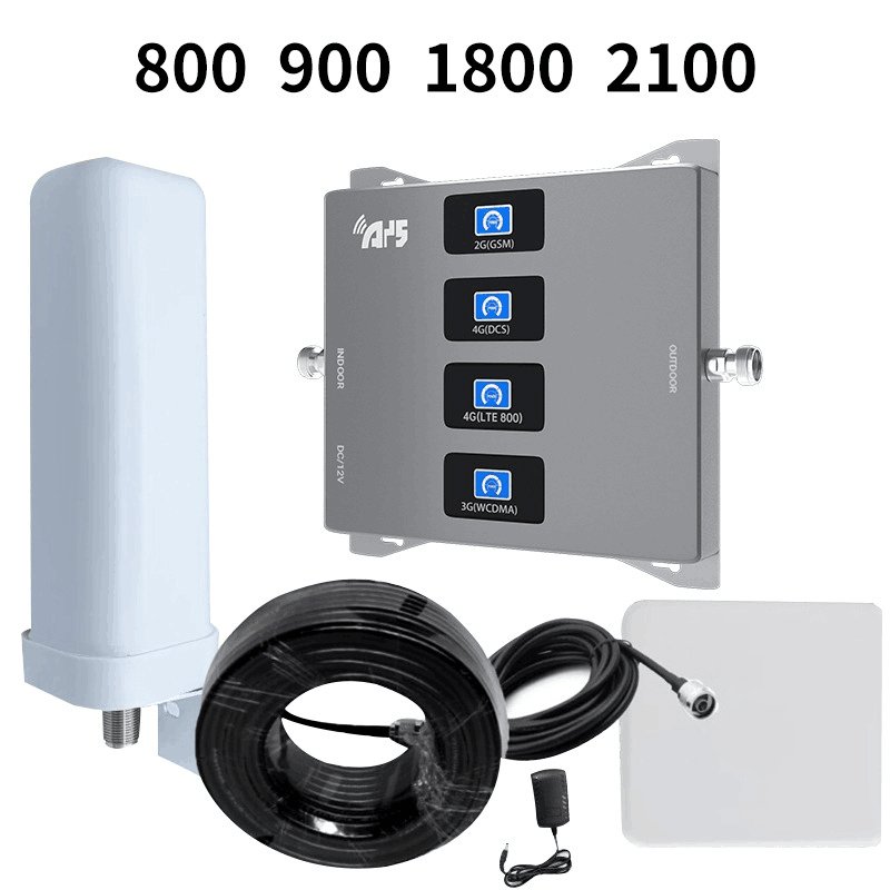 Customized original Quad band mobile signal booster 3g 4g lte repeater signal amplifier 800/900/1800/2100 gsm signal repeater